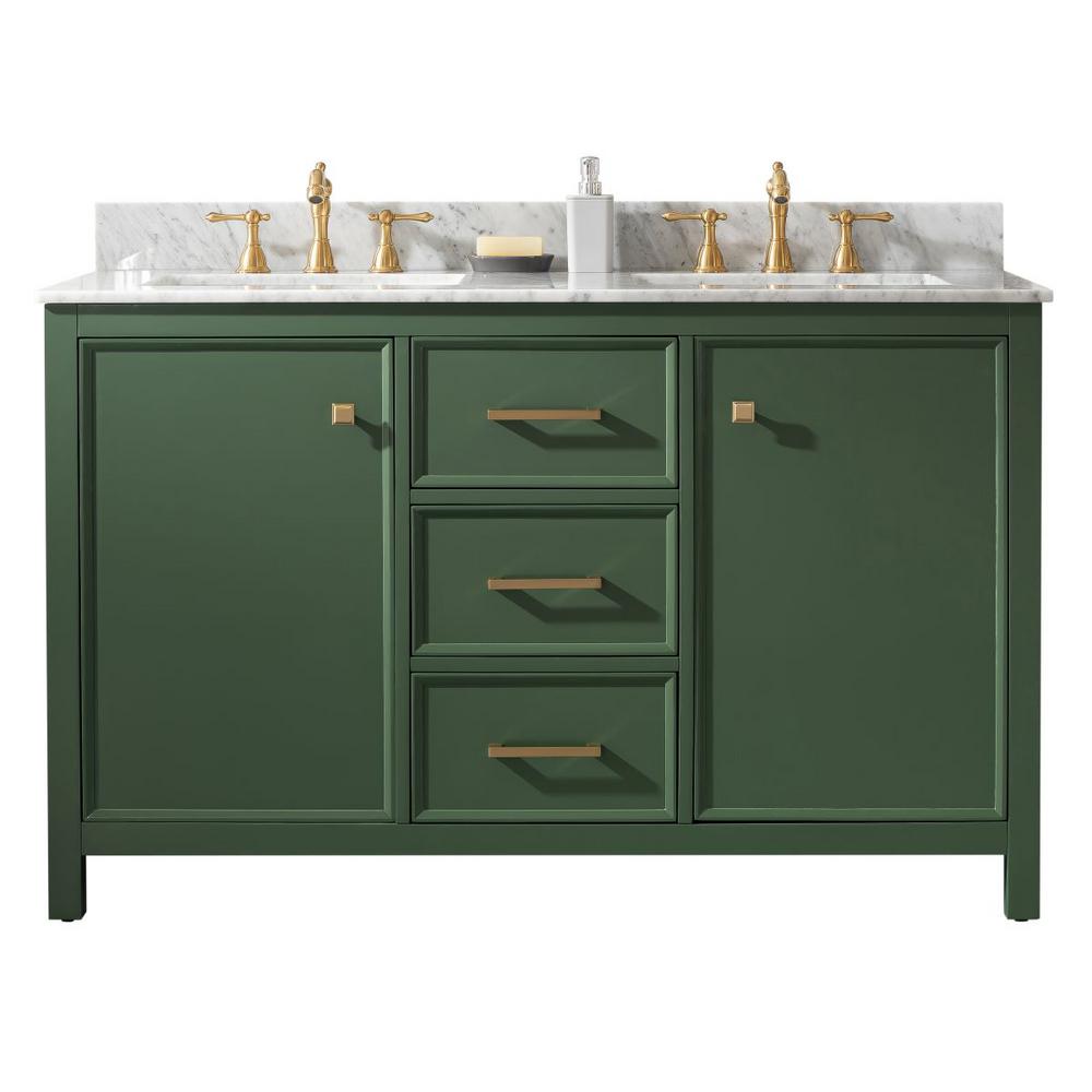 Legion Furniture 54 In W X 22 In D Vanity In Vogue Green With Marble Vanity Top In White With White Basin With Backsplash Wlf2154 Vg The Home Depot