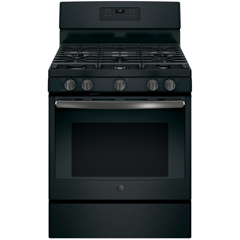 GE 30 in. 5.0 cu. ft. Gas Ran with Self-Cleaning Oven in Black Slate, Finrprint Resistant, Fingerprint Resistant Black Slate was $1049.0 now $777.6 (26.0% off)