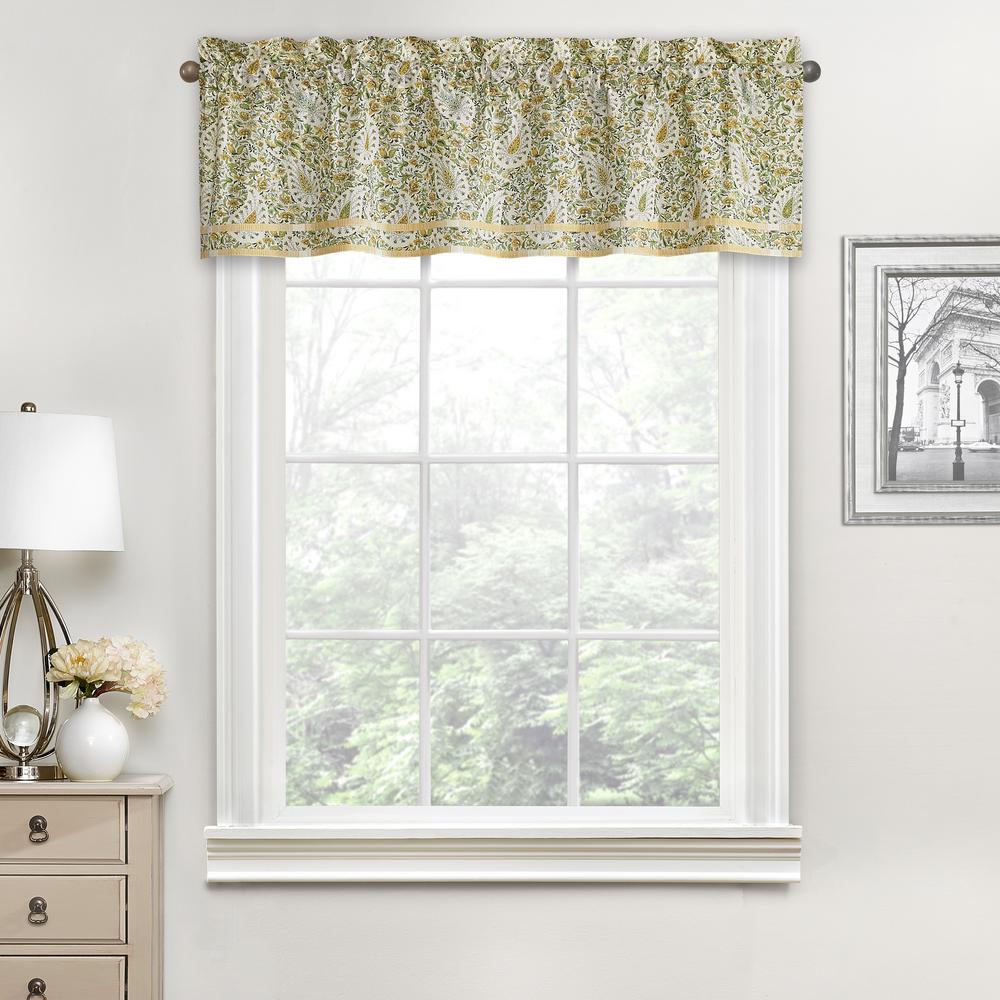 Waverly Paisley Verveine Window Valance in Spring 52 in. W x 16 in. L
