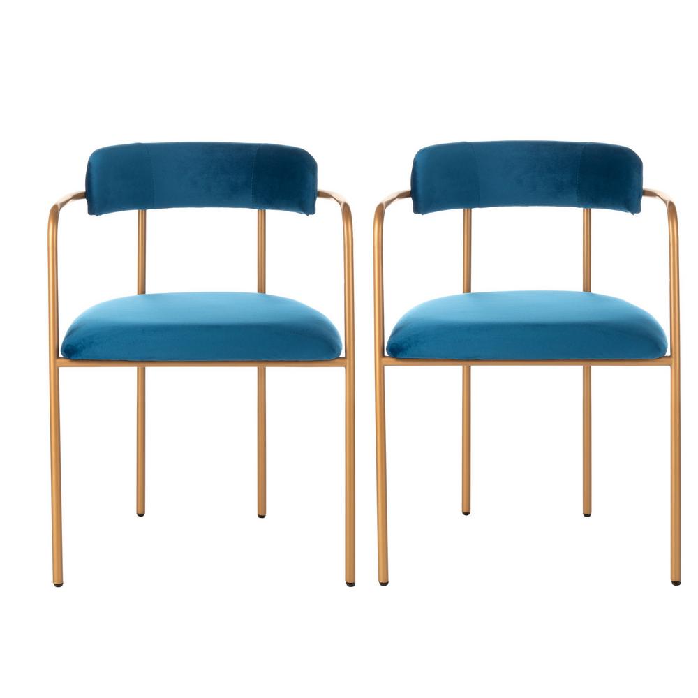 Safavieh Camille Navy Gold Accent Chair Set Of 2 Ach6201d Set2 The Home Depot