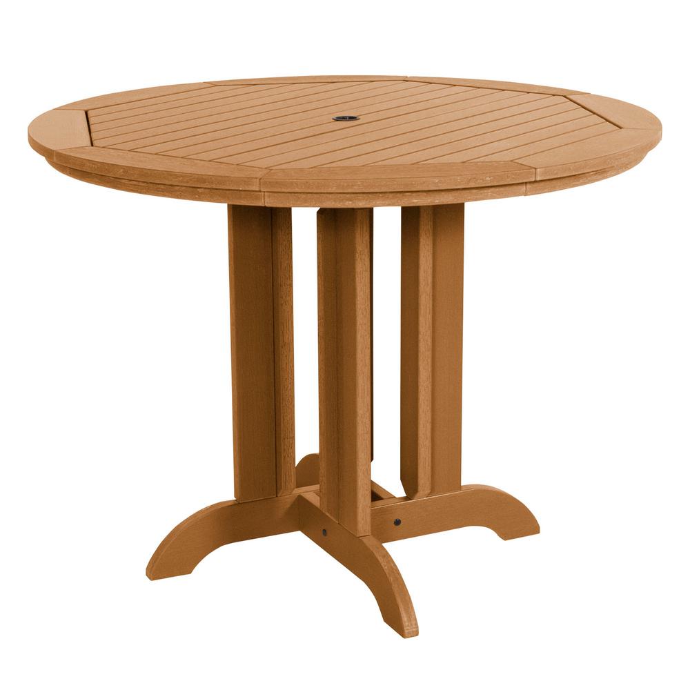 Highwood Toffee Round Recycled Plastic Outdoor Counter Height Dining Table