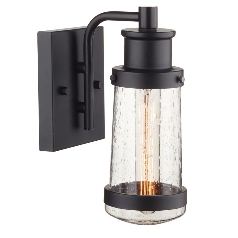 Industrial Globe Electric Outdoor Lighting The Home Bennett 1 Light Matte Black Outdoor Wall Mount Sconce