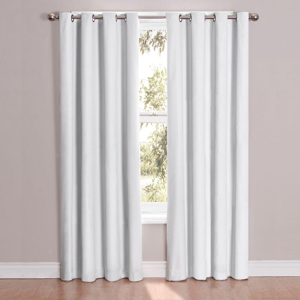 Eclipse Cassidy Blackout Window Curtain Panel In White 52 In W X 63 In L 12423052063whi The Home Depot