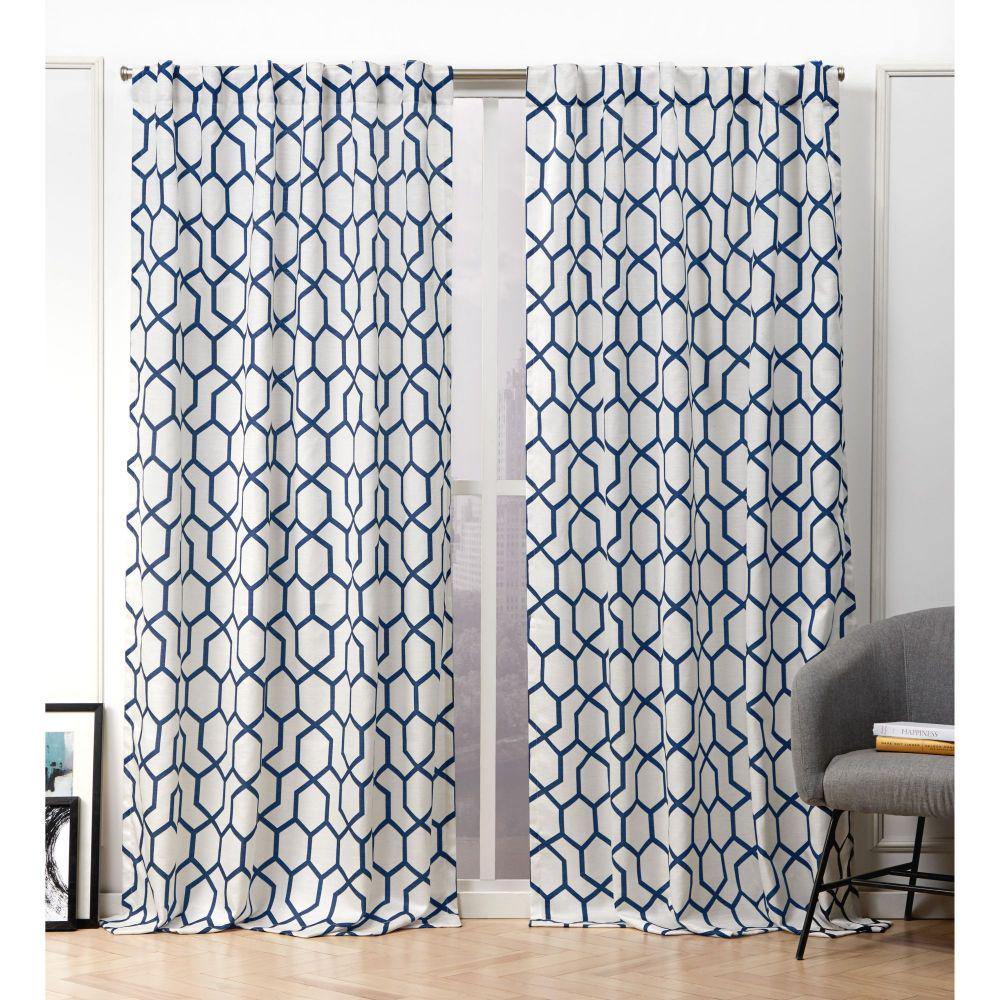 Nicole Miller Hexa Indigo Blue Room Darkening Hidden Tab Top