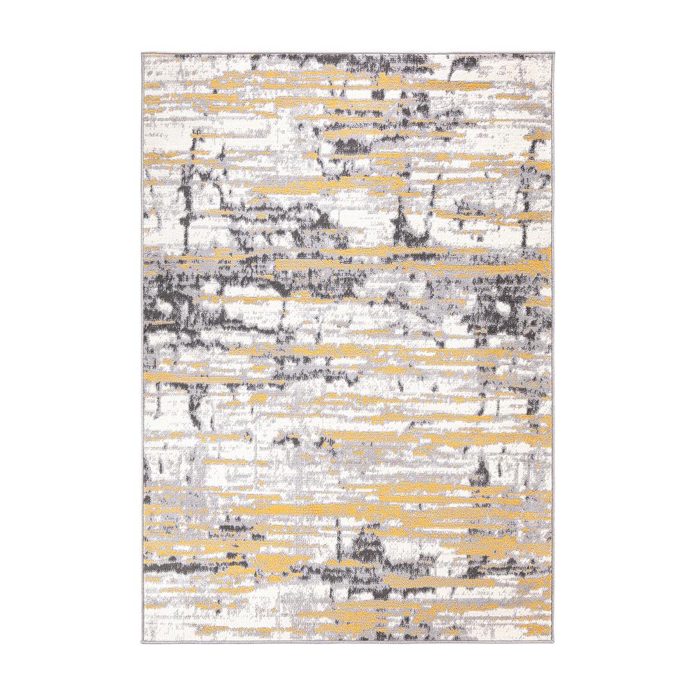 World Rug Gallery Modern Abstract Design Area Rug, Yellow, 5X7 Ft