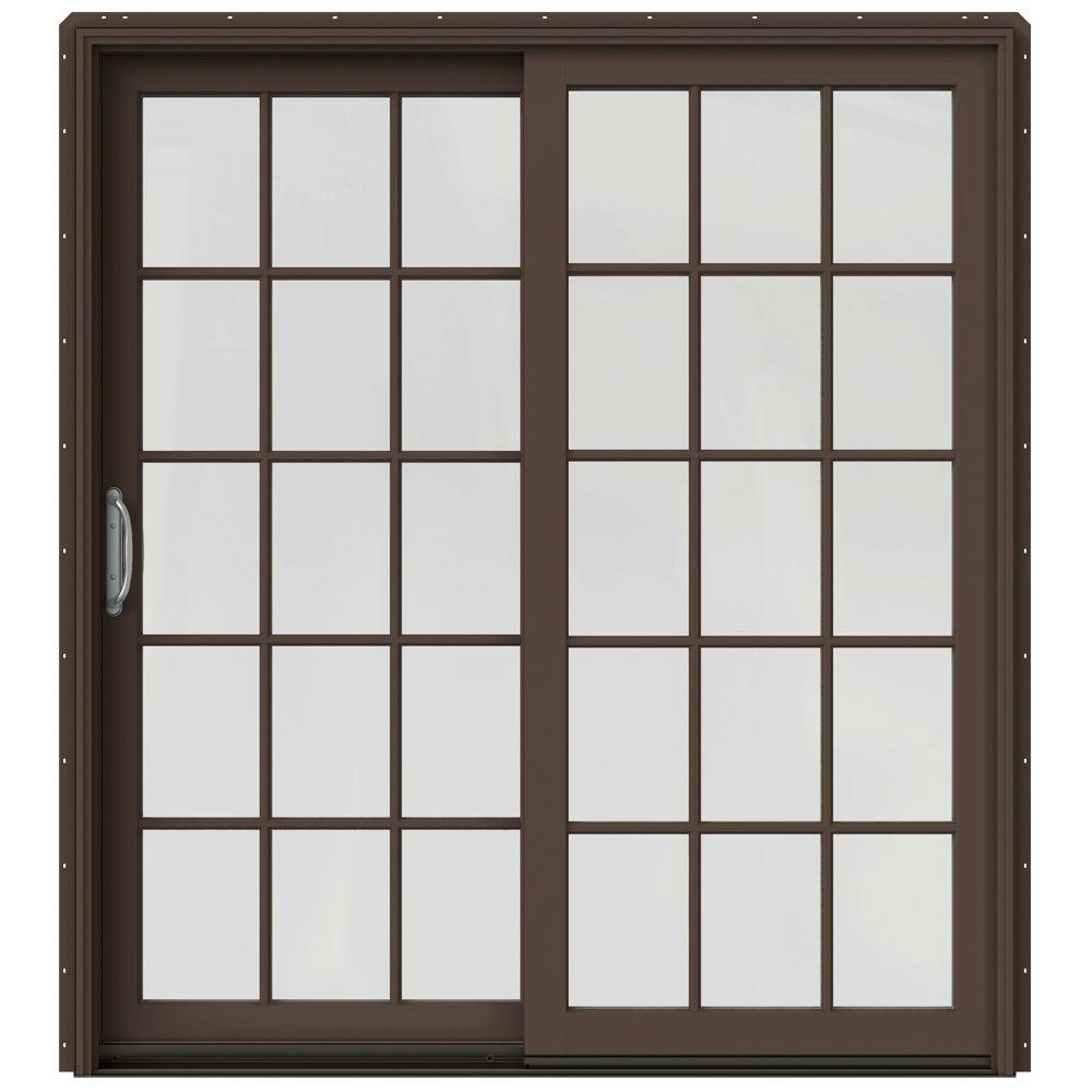 JELDWEN 711/4 in. x 791/2 in. W2500 Dark Chocolate Prehung Left