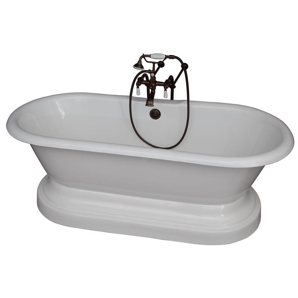 Barclay Products 5.6 ft. Cast Iron Double Roll Top Tub in White with