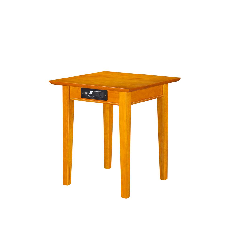 Atlantic Furniture Shaker Caramel End Table With Charging Station Atlantic Furniture Shaker Caramel End Table With Charging Station