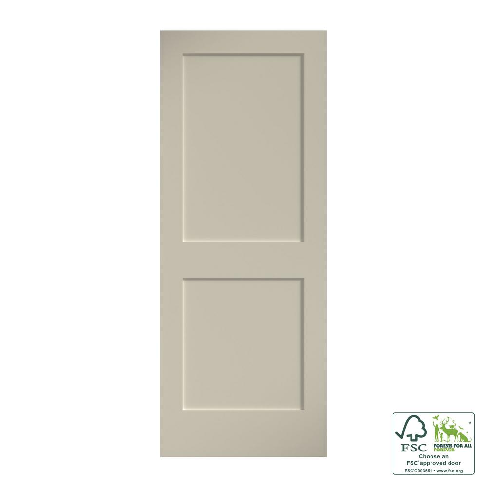 30 x 80 Left Hand Prehung Interior Door National Door Company ZZ09480L Solid Core Molded 2-Panel Arch Top