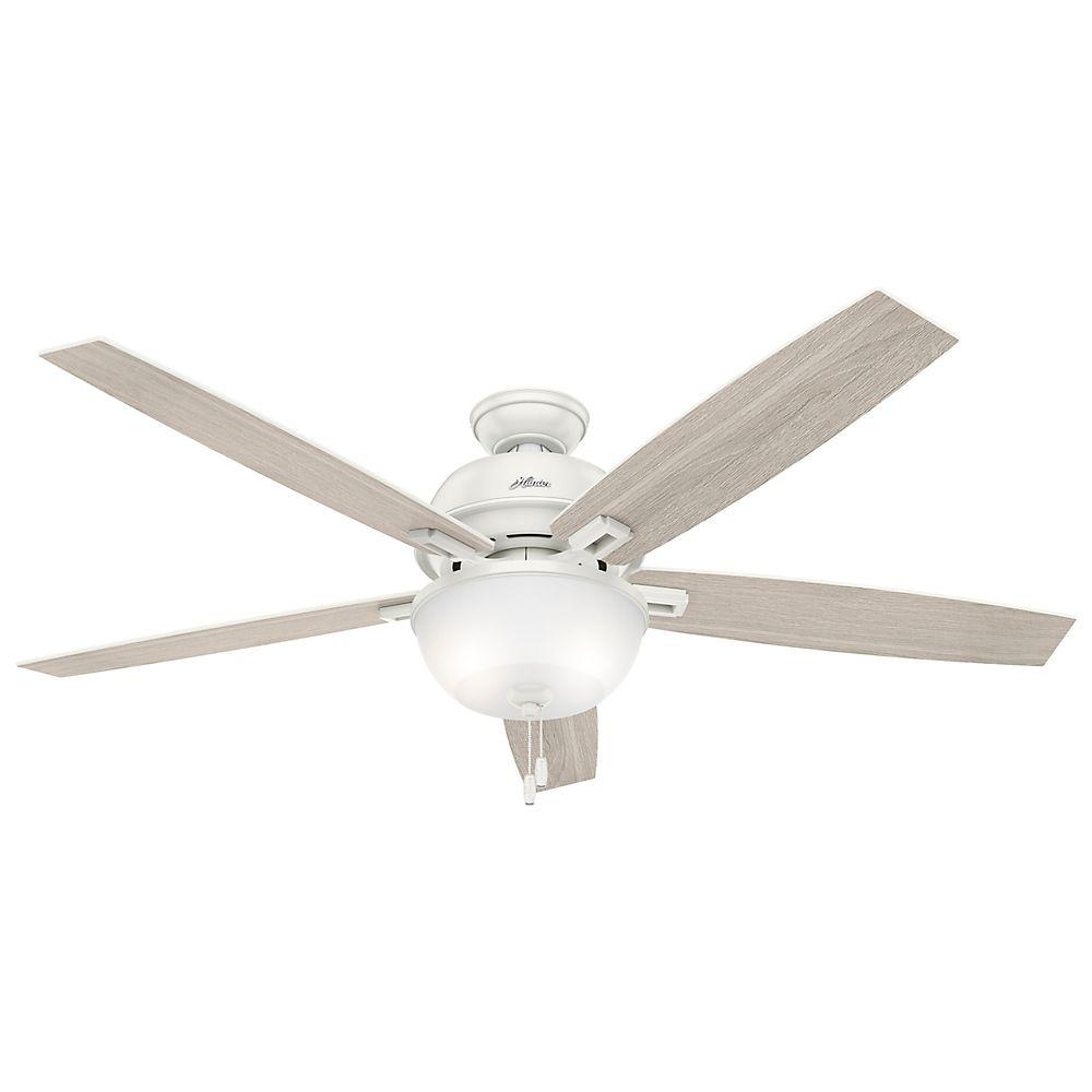 Hunter Donegan 60 In Led Indoor Fresh White Ceiling Fan With Light Kit
