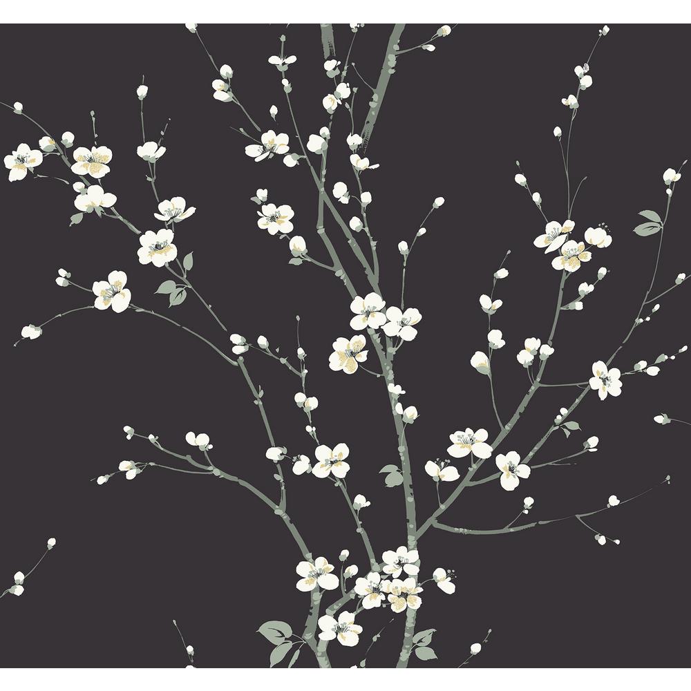 A-Street Prints Monterey Black Floral Branch Wallpaper-2927-81800 - The ...