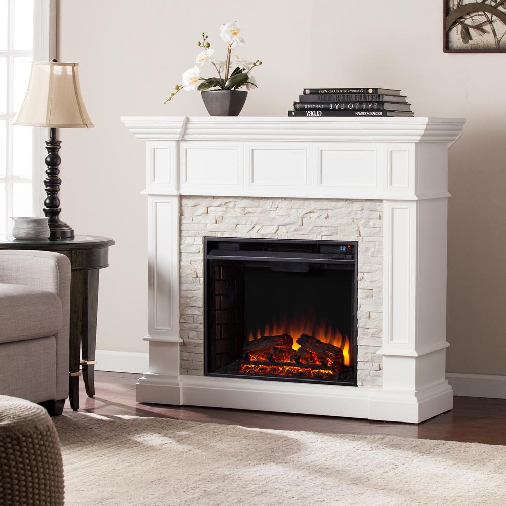 Amesbury 45 5 In W Corner Convertible Electric Fireplace In White