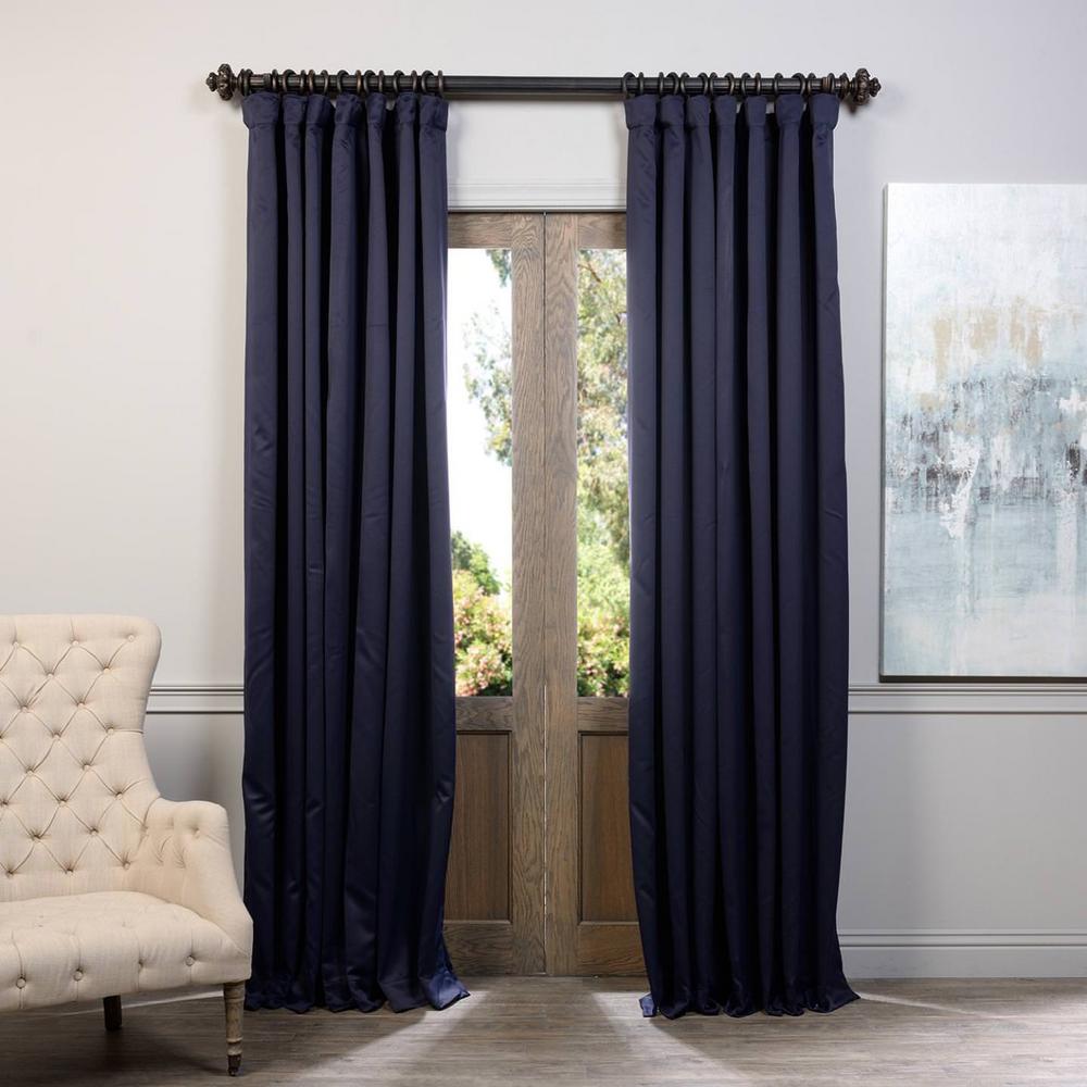 Exclusive Fabrics Furnishings Semi Opaque Navy Blue Doublewide