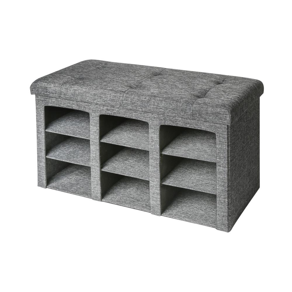 Seville Classics Gray 9-Bin Tufted Entryway Shoe Storage ...