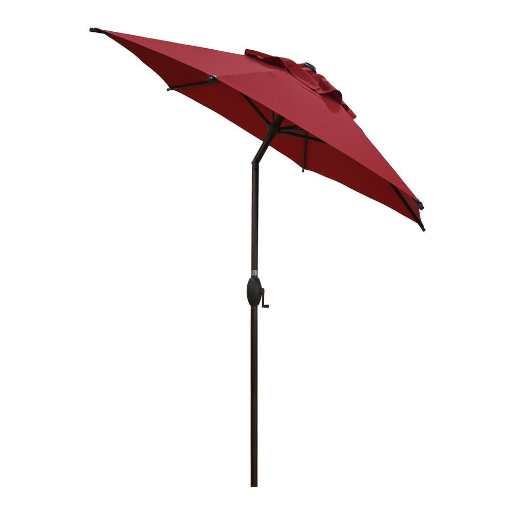 Abba Patio 7 1 2 Ft Round Outdoor Market With Push Button Tilt And Crank Lift Patio Umbrella In Red Ap75386ctr The Home Depot