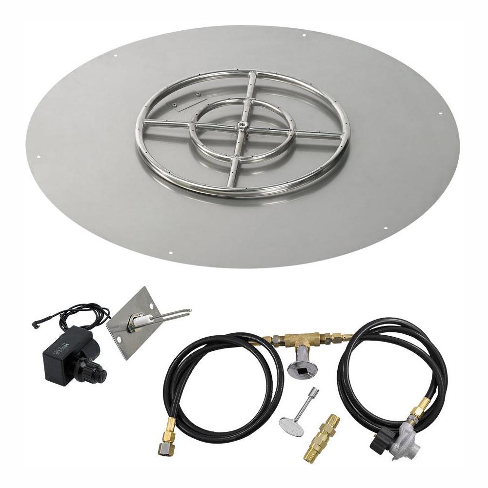 American Fire Glass 36 In Round Stainless Steel Flat Pan With