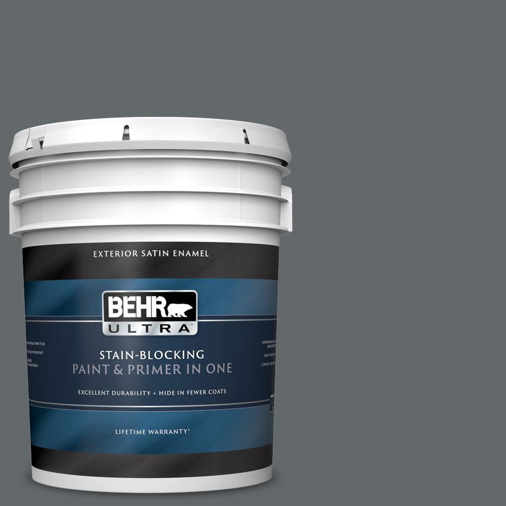 BEHR ULTRA 5 gal. #PPU26-02 Imperial Gray Satin Enamel Exterior Paint ...