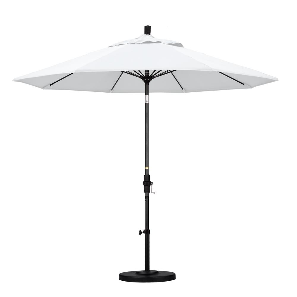 California Umbrella 9 Ft Matted Black Aluminum Market Patio Umbrella With Fiberglass Ribs Collar Tilt Crank Lift In Natural Sunbrella Gscuf908705 5404 The Home Depot