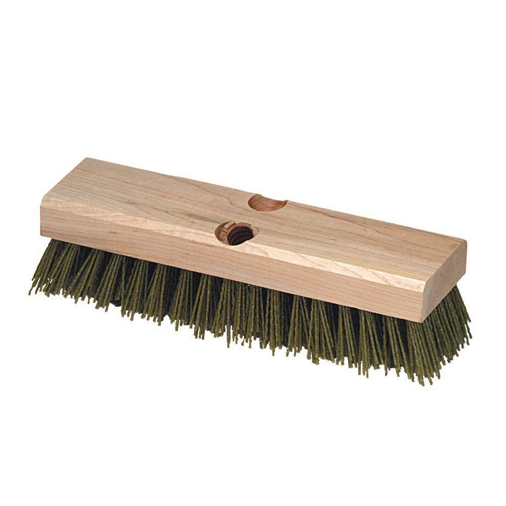 Carlisle 10 inch Silicone Carbide Bristles Wood Block Deck Scrub Brush (12-Pack) by Carlisle