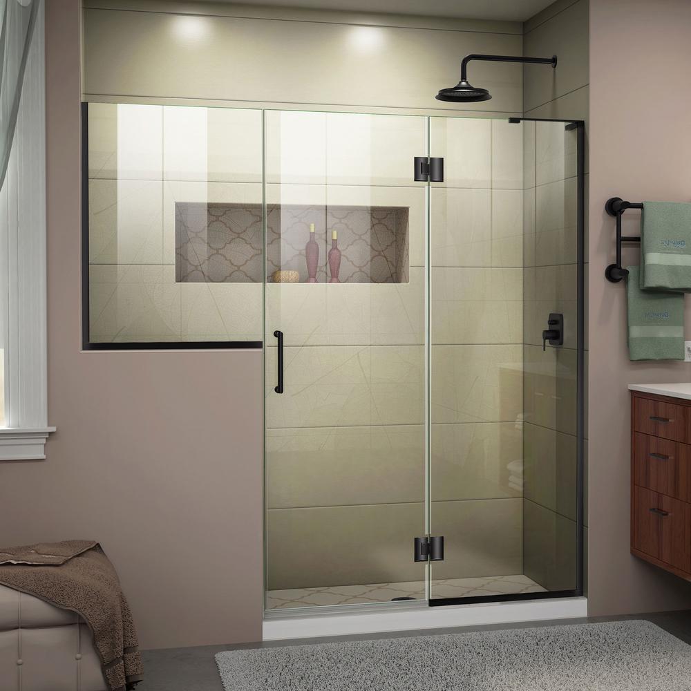 DreamLine UnidoorX 71 to 71.5 in. x 72 in. Frameless Hinged Shower Door in Satin Black