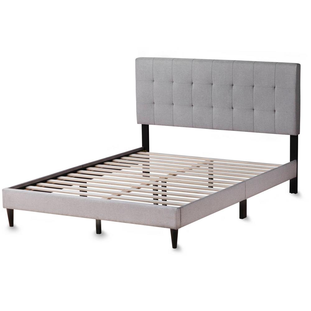 Brookside Cara Upholstered Stone Queen Platform Bed Frame with 