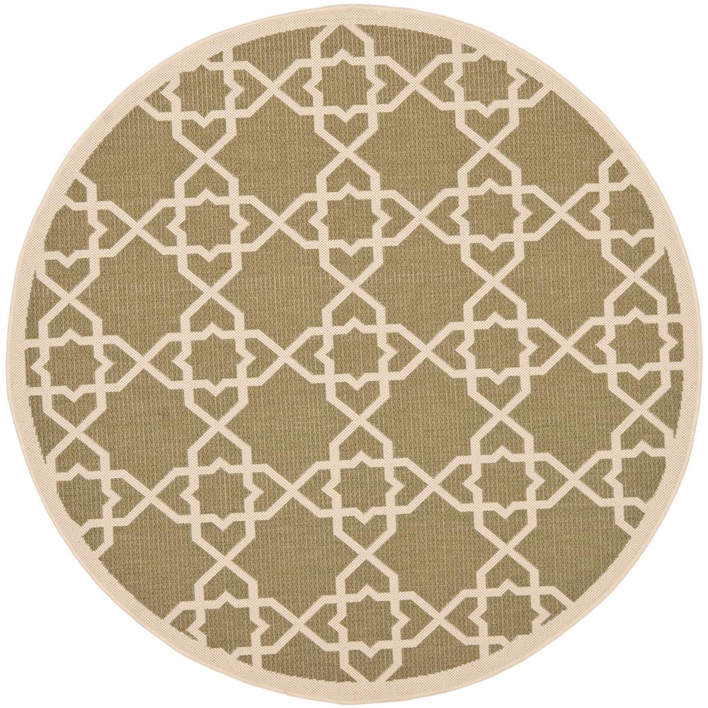 Safavieh Courtyard Green/Beige 5 ft. x 5 ft. Indoor/Outdoor Round Area