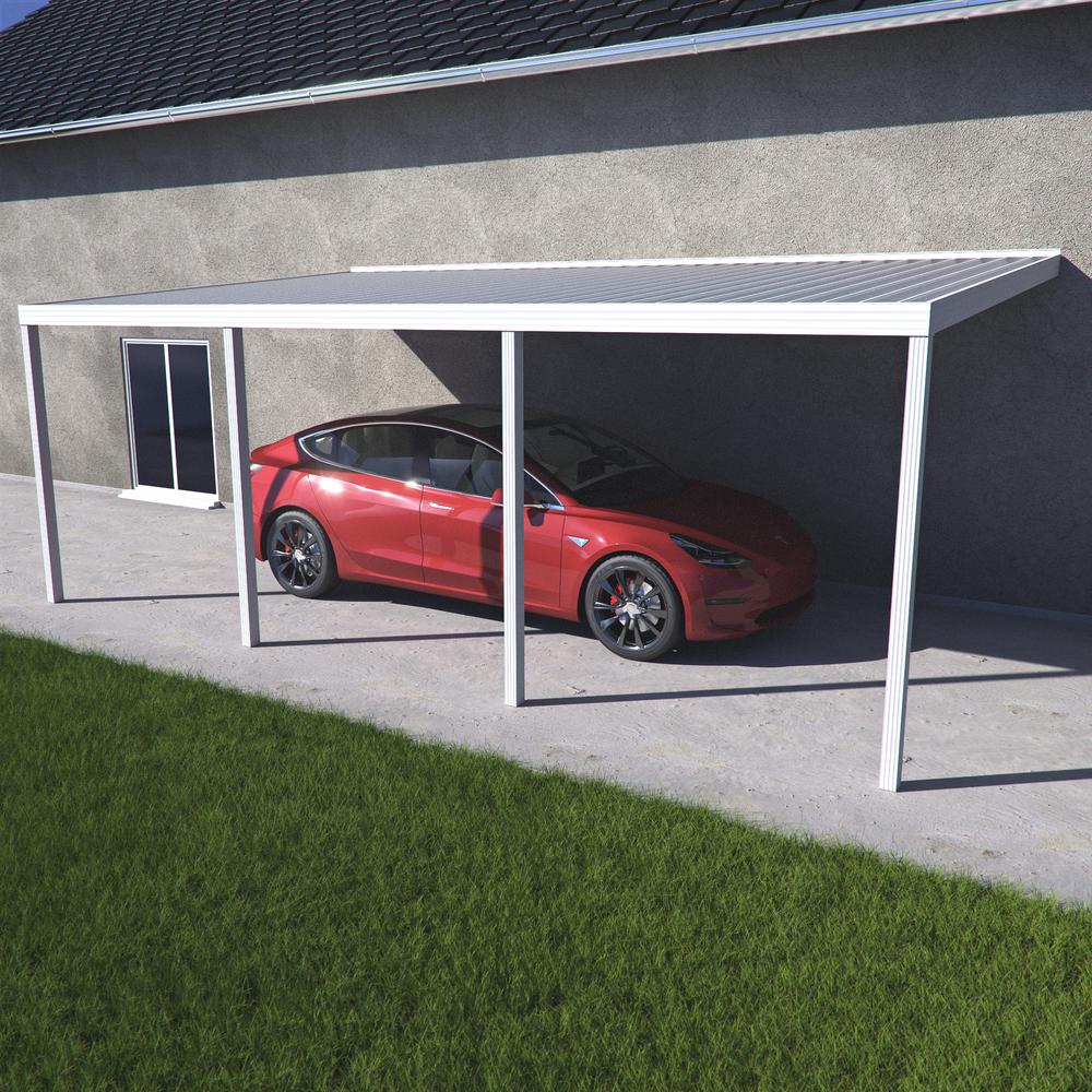 Integra 14 Ft W X 12 Ft D Ivory Aluminum Attached Carport With 4