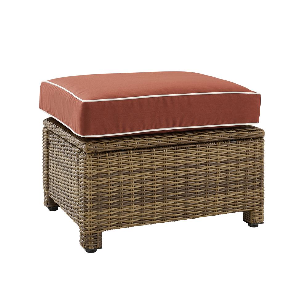 CROSLEY FURNITURE Bradenton Weathered Brown Outdoor Wicker Ottoman with