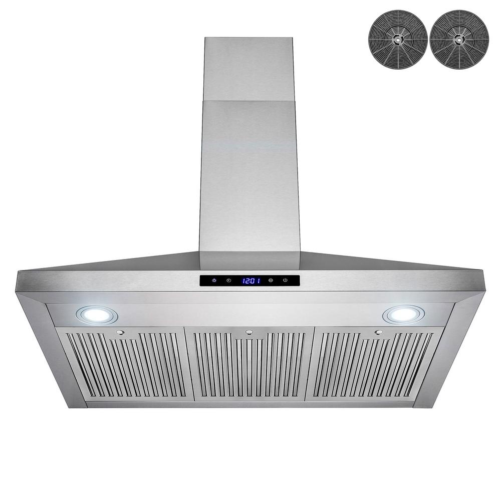 AKDY 36 in. Convertible Kitchen Wall Mount Range Hood with LED, Touch