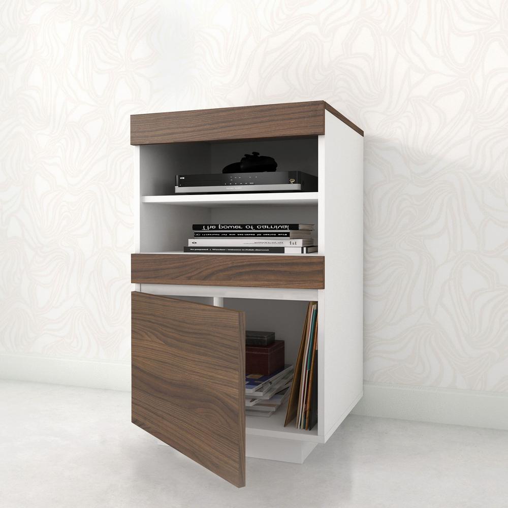 Nexera Cali Walnut And White 1 Door Audio Tower 116240 The Home