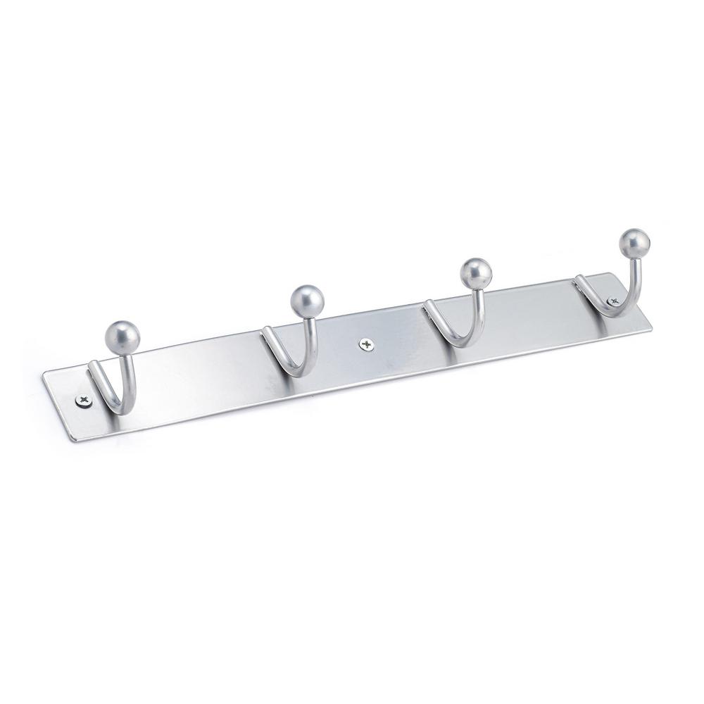 Richelieu Hardware Nystrom Hook Rack Silver Metal 4 Single Hook Bar