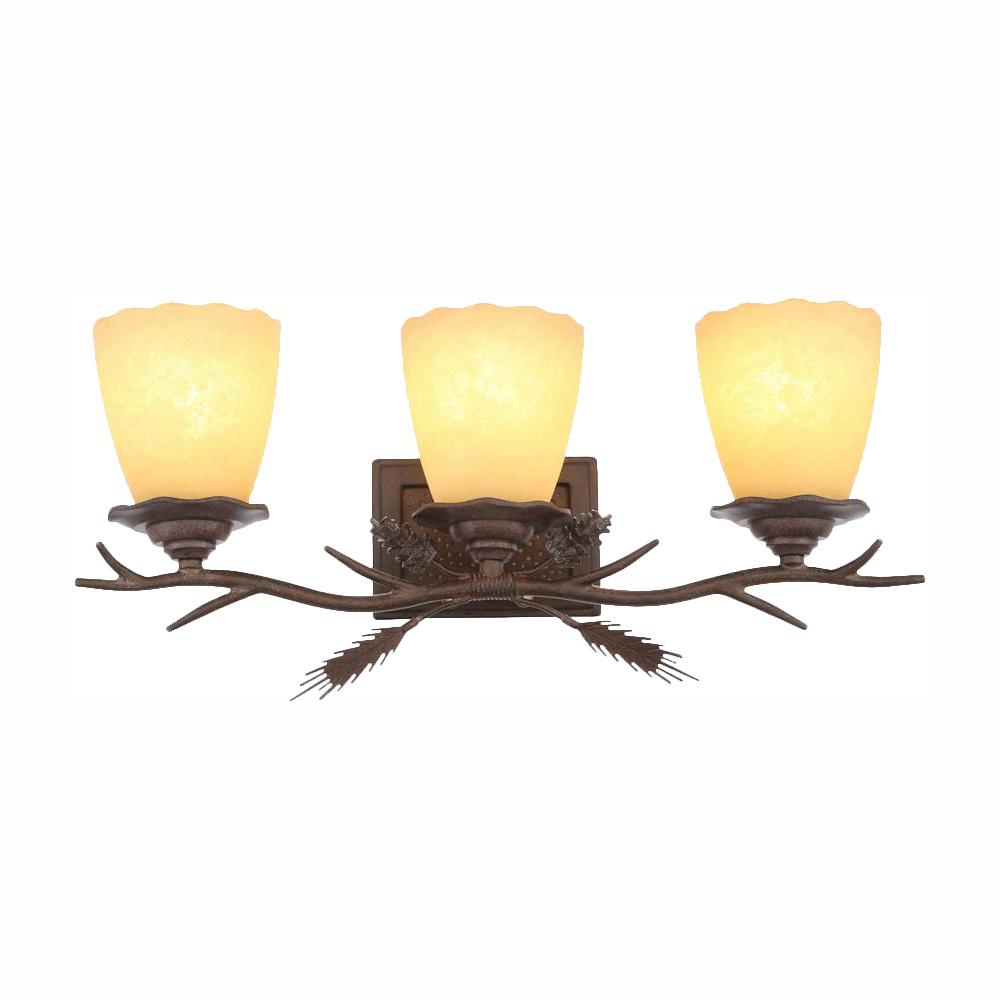 Lodge Rustic Vanity Light 3-Head Bathroom Wall Mounted Fixture Cabin ...