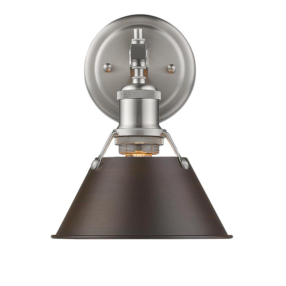 Golden Lighting Orwell PW 1Light Pewter Bath Light with Rubbed Bronze