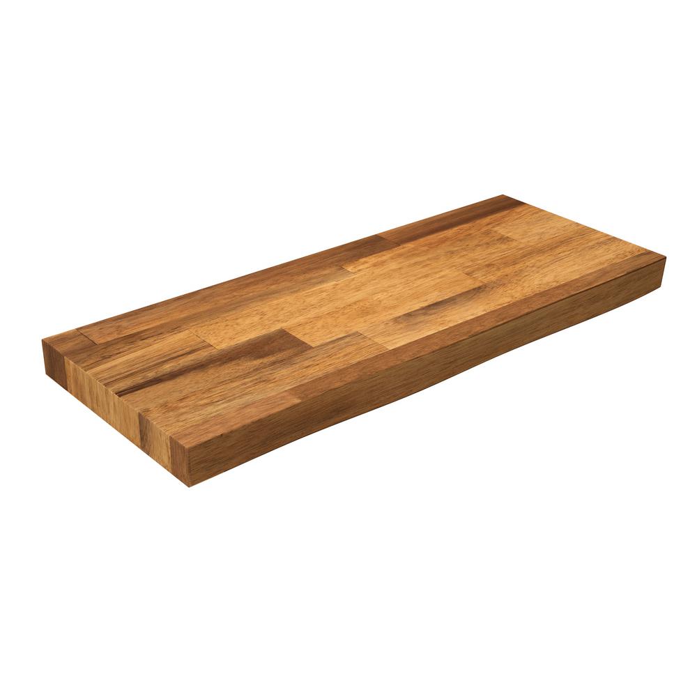 Interbuild 2 ft. L x 10 in. D x 1.5 in. T Live Edge Butcher Block Bar Countertop in Golden Teak