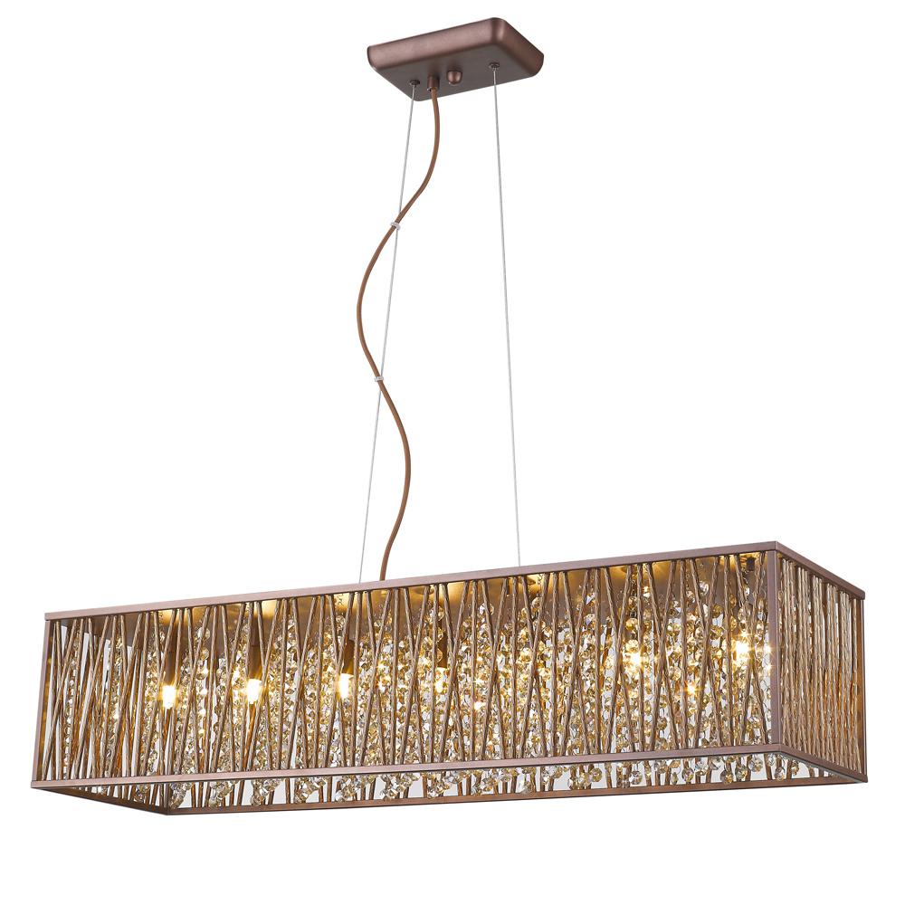 Brown Chandeliers Lighting The Home Depot Sophia Collection 7 Light Espresso Chrome Rectangular Pendant