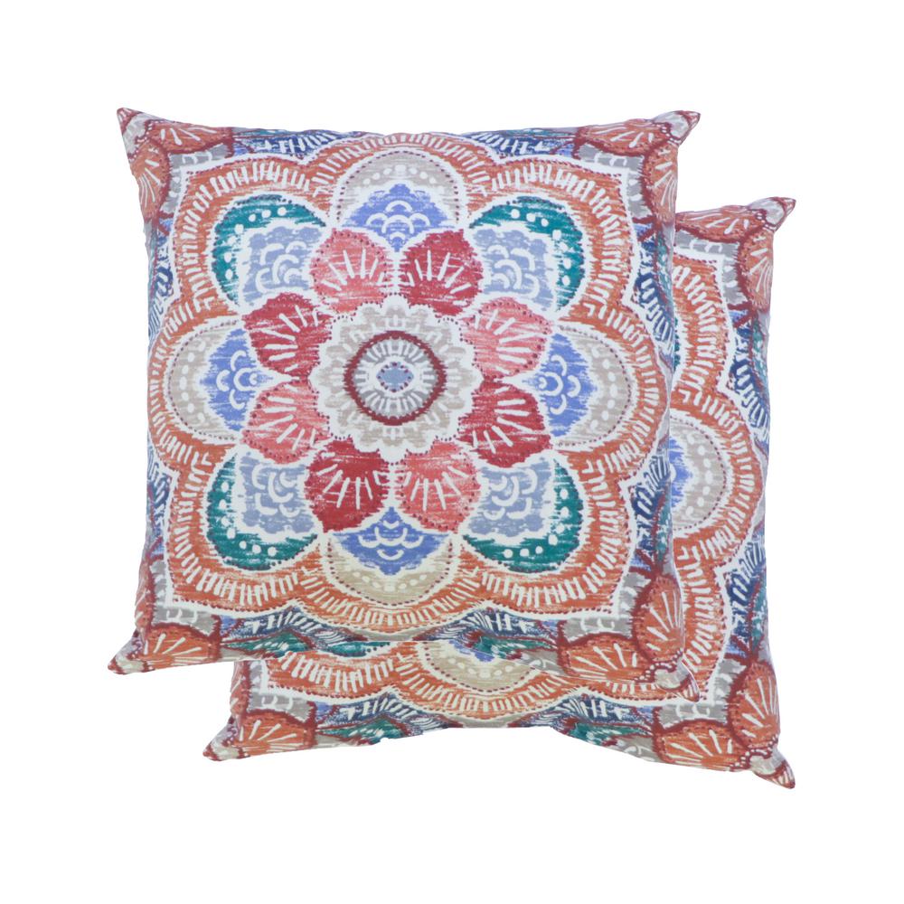 Hampton Bay Hunza Ginger Square Outdoor Throw Pillows (2Pack)7680