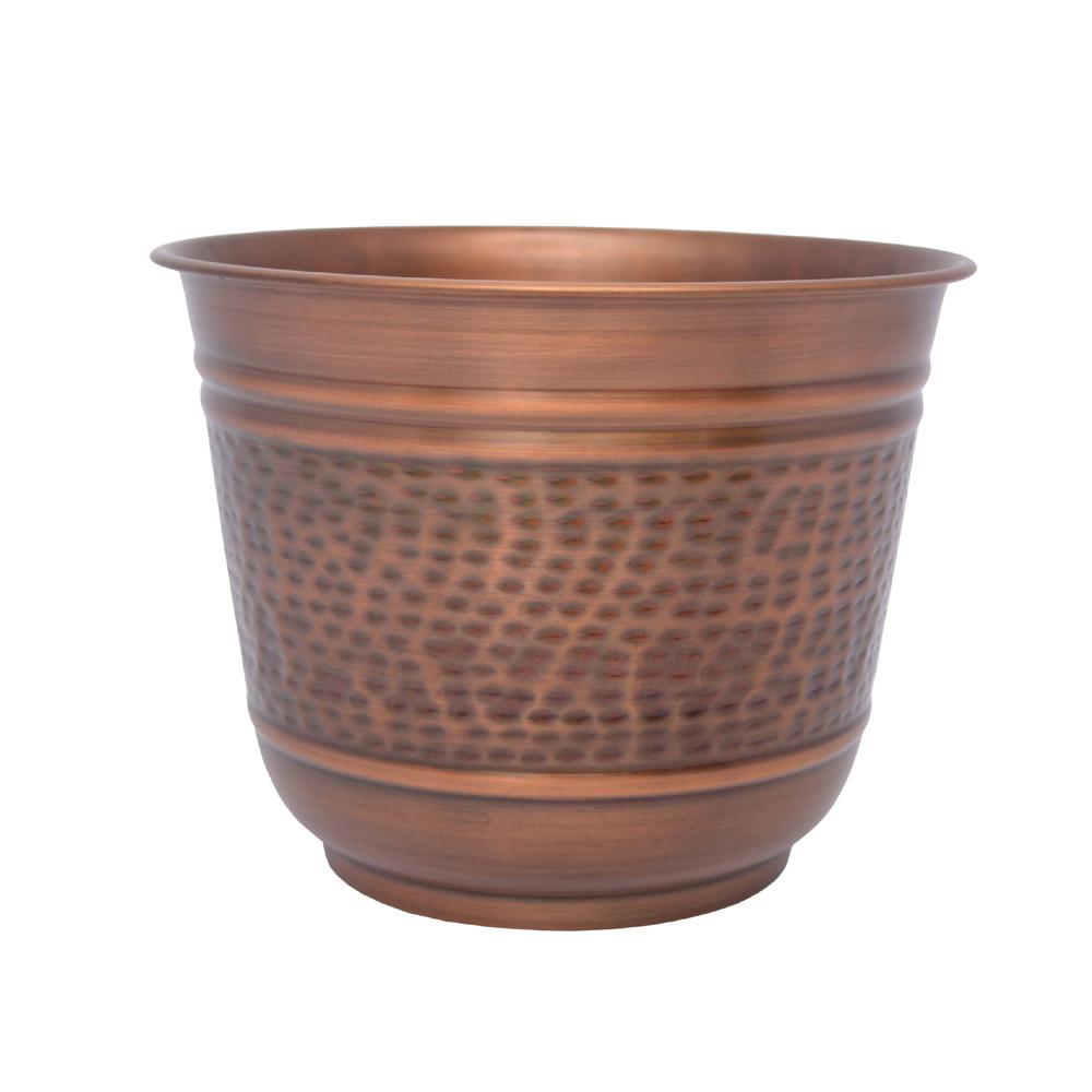 Rustic Metal Copper Plant Pots Planters The Home Depot Metal Copper Plant Pots Planters