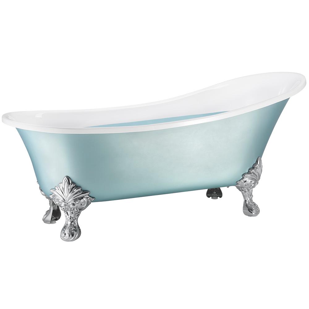 AKDY 69 in. Fiberglass Double Slipper Clawfoot NonWhirlpool Bathtub in