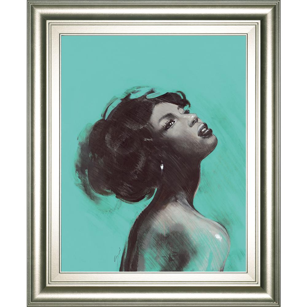 Classy Art 22 in. x 26 in. "Peacock on Sage I" by Tiffany Hakimipour Framed Printed Wall Art