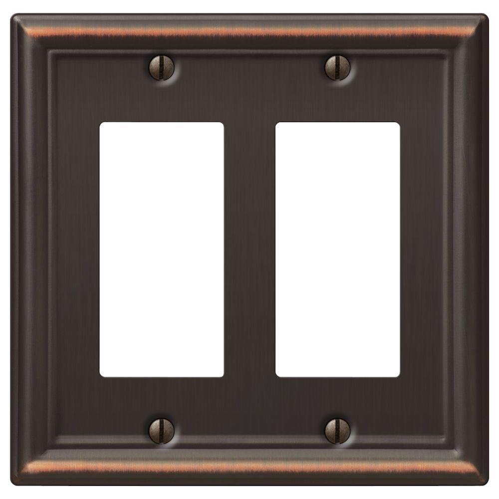 Metal Switch Plates Wall The Home Depot Chelsea 2 Decora Wall Plate Oil Rubbed Bronze