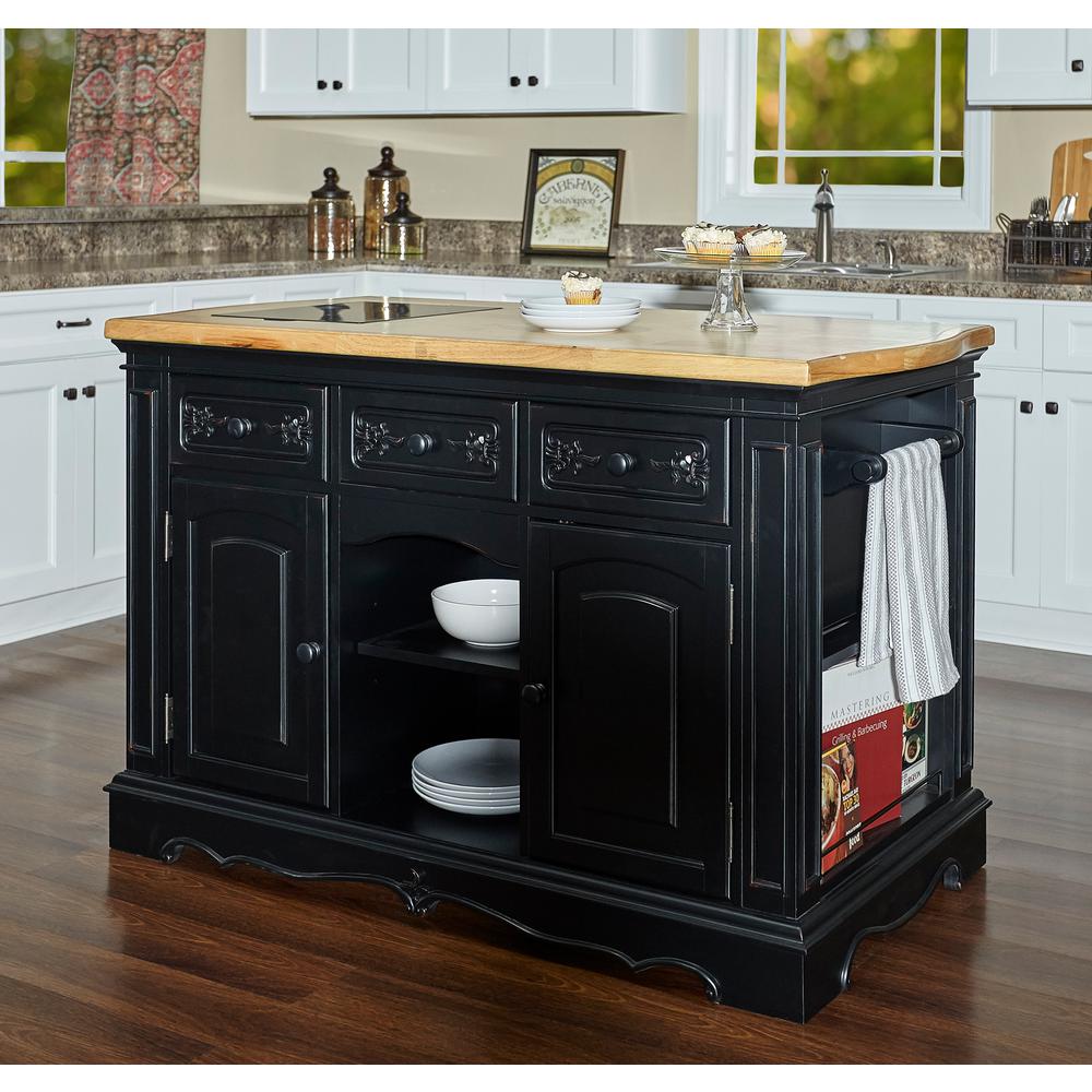 Homestyles Monarch Black And Oak Kitchen Island With Granite Top 5009 94 The Home Depot