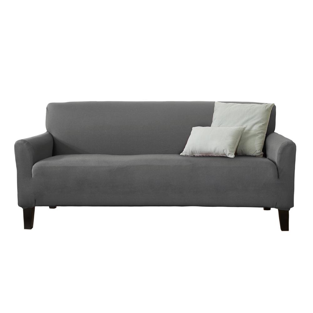 Great Bay Home Dawson Collection Grey Twill Form Fit Sofa Slipcover by Great Bay Home