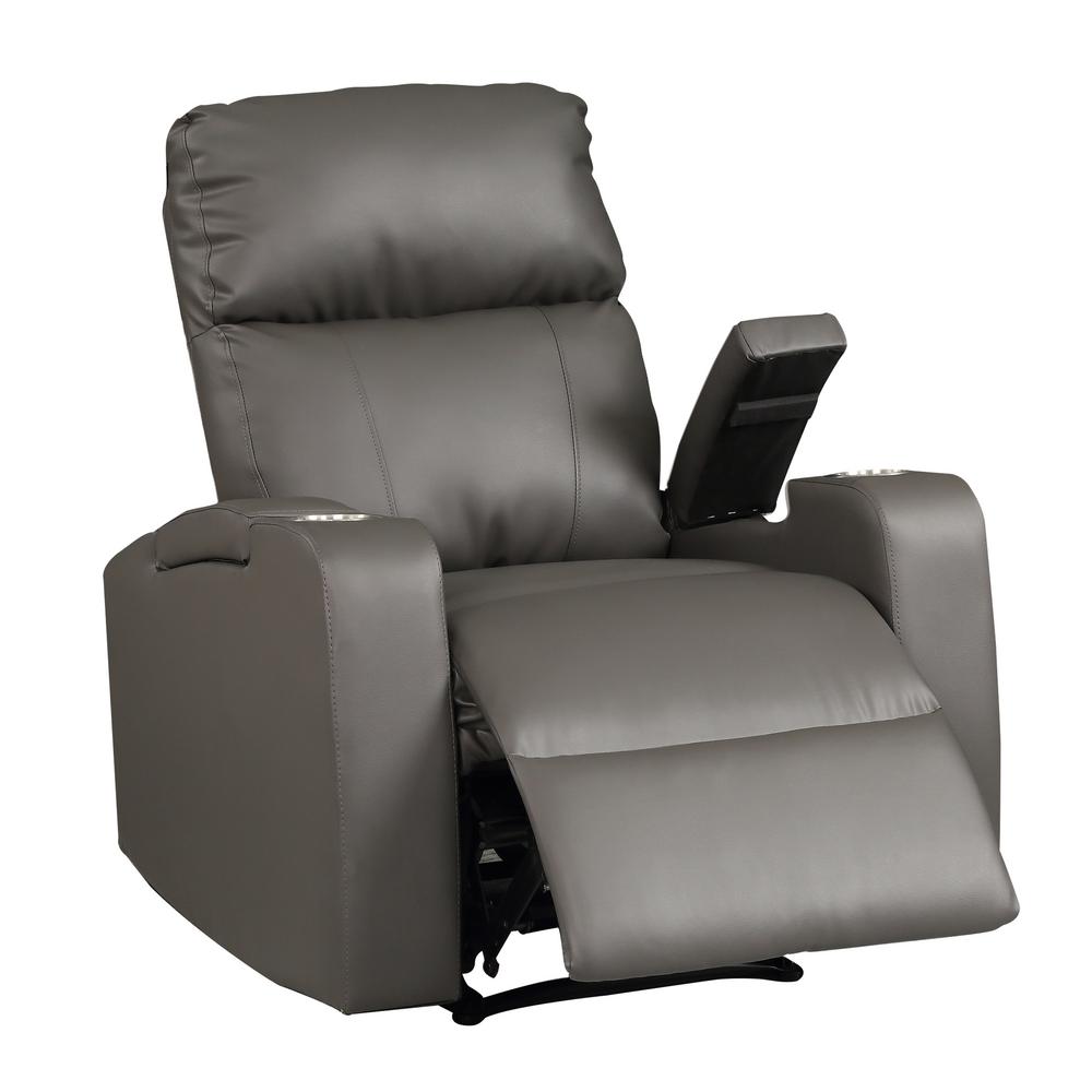 ac pacific terry collection modern grey upholstered faux leather with  electric power recliner chairterry1663grey  the home depot