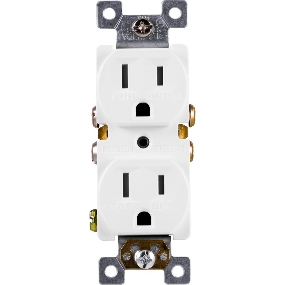 Tamper Resistant Outlets UL Listed GE Grounding Duplex Outlet Easy Install In Wall Receptacle 54263 Jasco White 15 Amp 3 Prong Electrical Socket