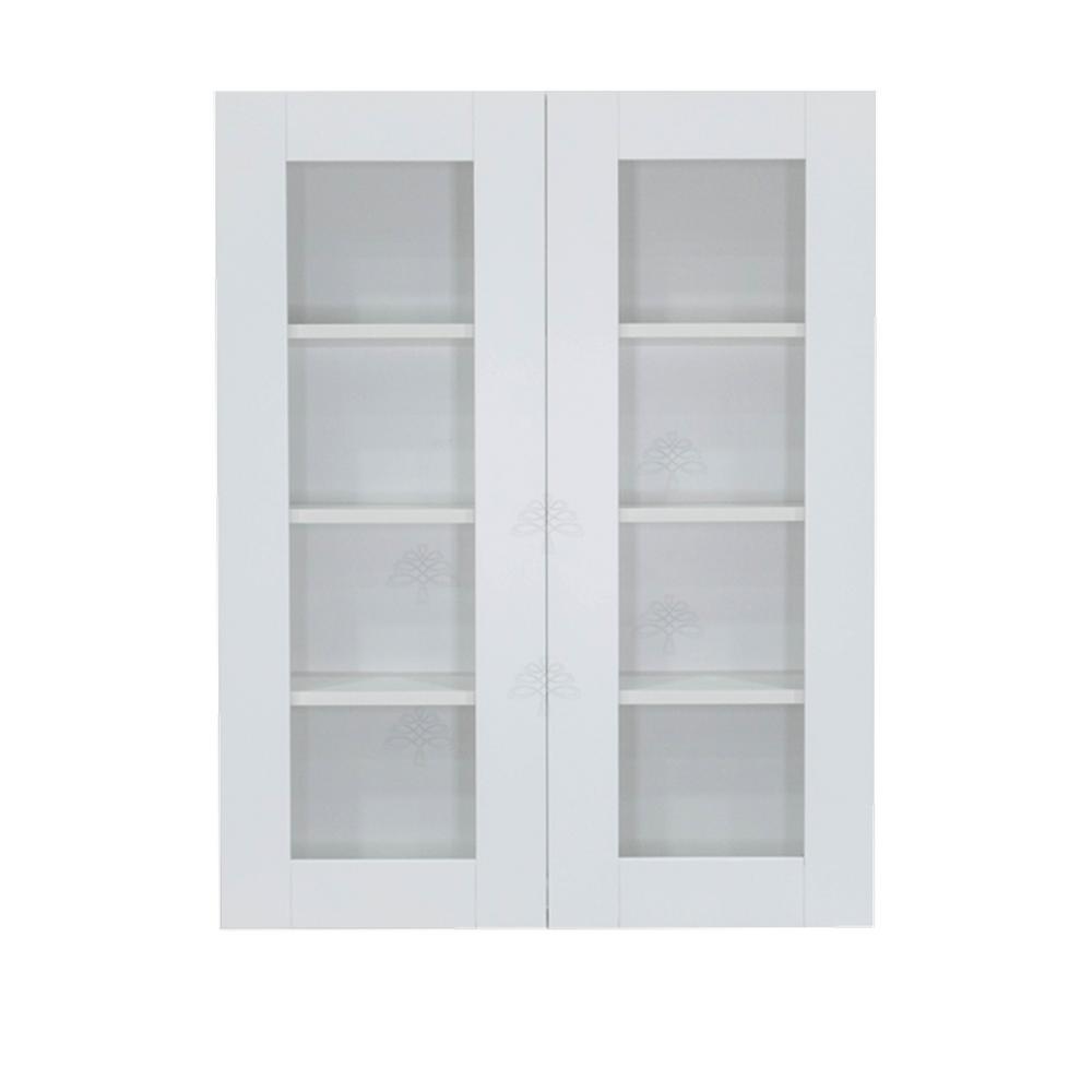 LIFEART CABINETRY Anchester White Plywood Glass Door Stock Assembled ...