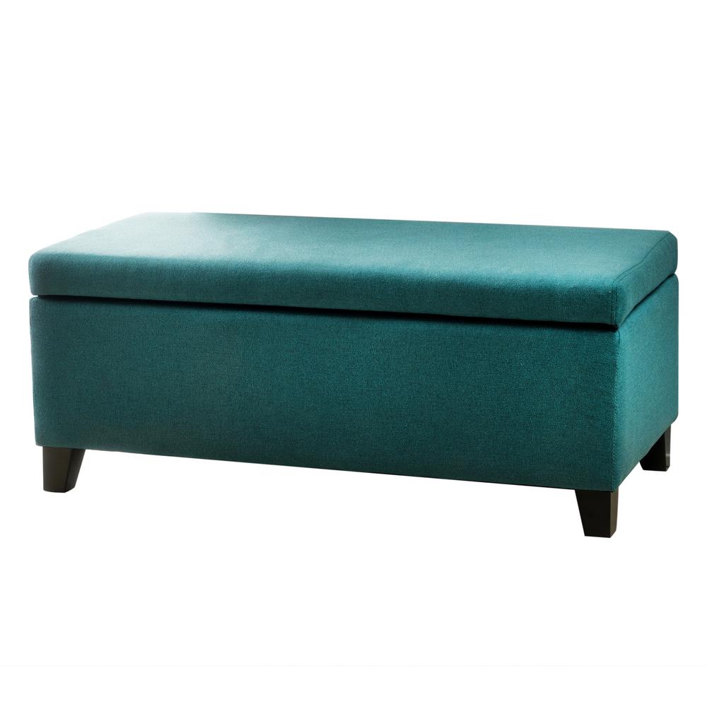 Noble House Breanna Teal Leather Storage Ottoman69242 The Home Depot