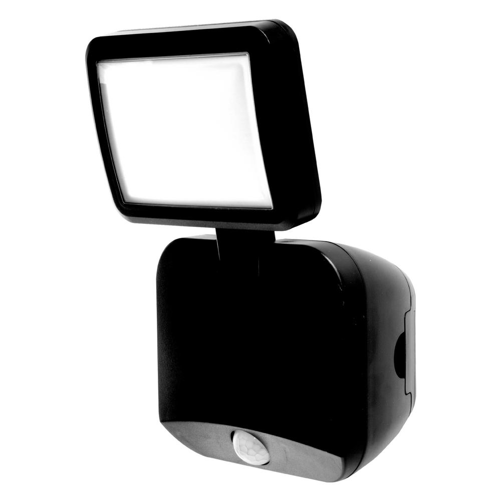 Battery Outdoor Security Lighting The Home Depot Battery Operated Black Outdoor Integrated Led Single Head Flood Light Security Motion Sensing