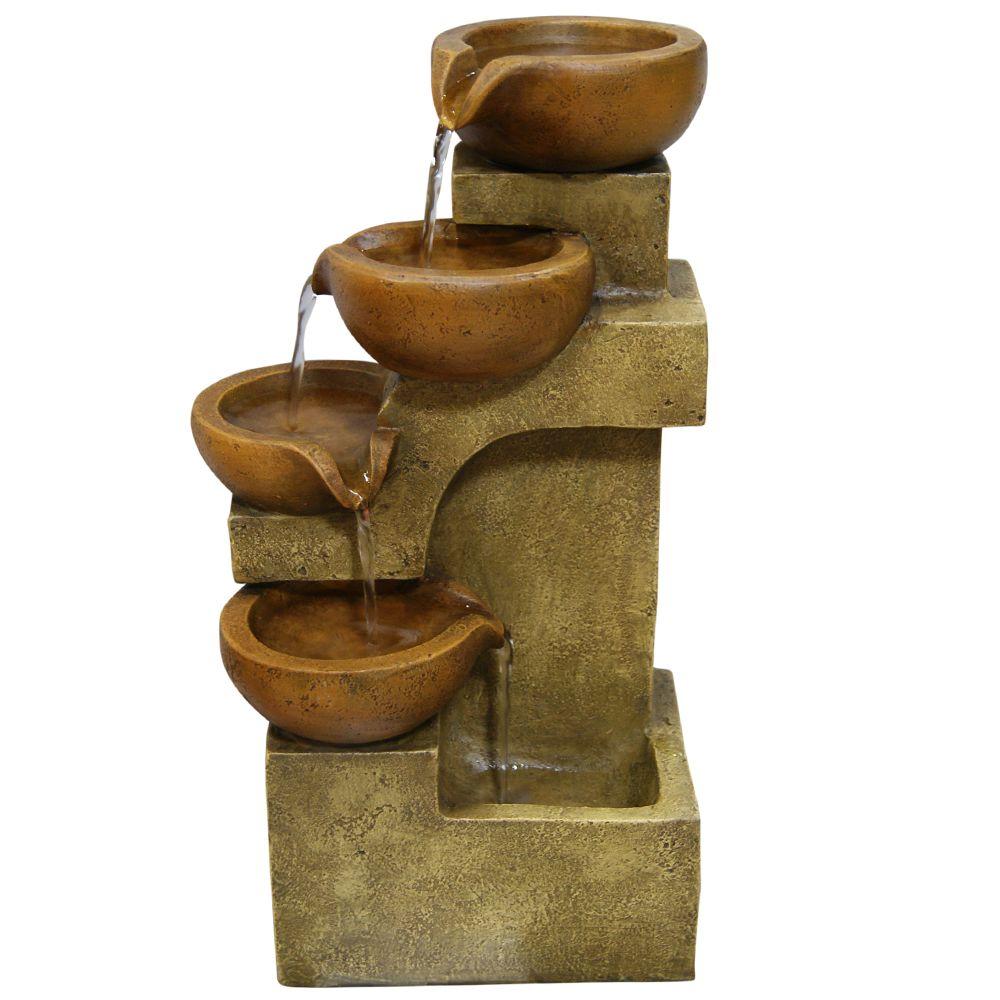 Alpine Resin The Home Depot 17 In Tiering Pots Tabletop Fountain