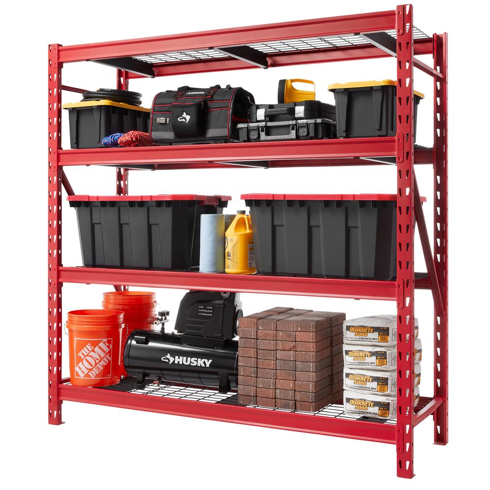 Husky Red 4 Tier Heavy Duty Industrial Welded Steel Garage Shelving