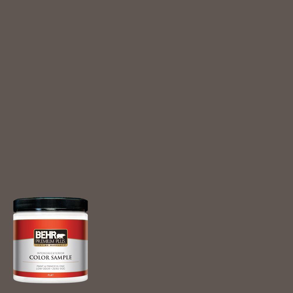 Behr Premium Plus 8 Oz N140 7 Timber Brown Flat Interior Exterior N140 7 Timber Brown Flat Interior Exterior Paint And Primer In One Sample